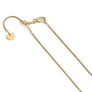 1mm 14k Yellow Gold Adjustable D/C Open Franco Chain Necklace, 22 Inch